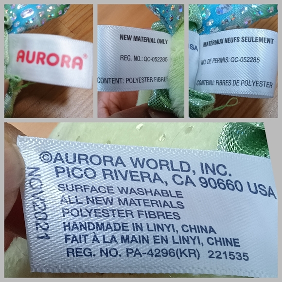 Aurora Sea Turtle Plush Sparkle Shimmer Stuffed Animal Toy Green Blue 7in - Picture 9 of 10